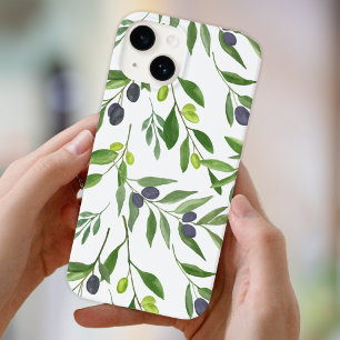 Sage Green Watercolor French Country Olive Pattern iPhone 14 Case