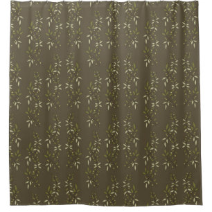 Sage Green Watercolor French Country Olive Pattern Shower Curtain