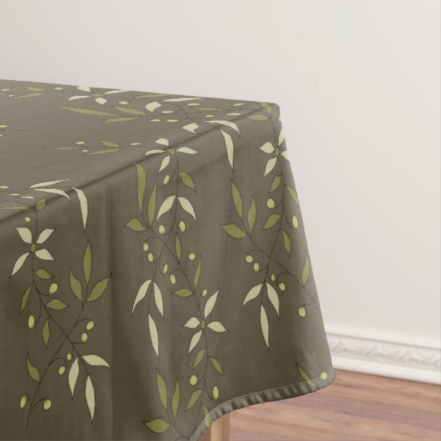 Sage Green Watercolor French Country Olive Pattern Tablecloth (In Situ)