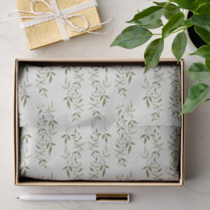 Sage Green Watercolor French Country Olive Pattern Tissue Paper