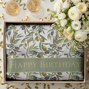 Sage Green Watercolor French Country Olive Pattern Tissue Paper