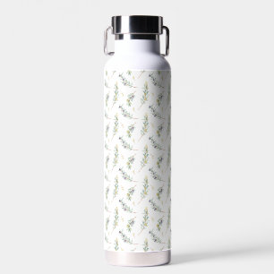 Sage Green Watercolor French Country Olive Pattern Water Bottle