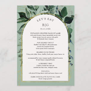 Sage Green watercolor Greenery Boho Arched Menu