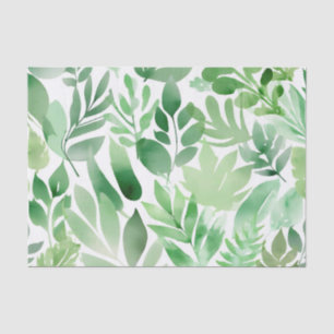Sage Green Watercolor Leaves Tissue Paper