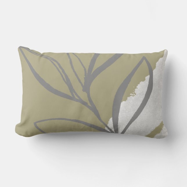 Sage Green Watercolor Lumbar Cushion (Front)