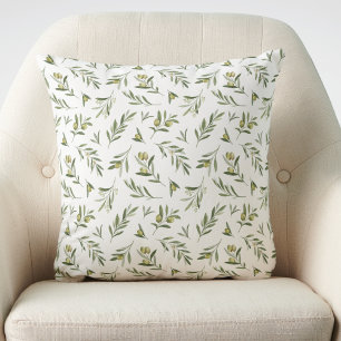 Sage Green Watercolor Olives Cushion