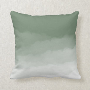 Sage Green Watercolor Ombre (sage green/white) Cushion