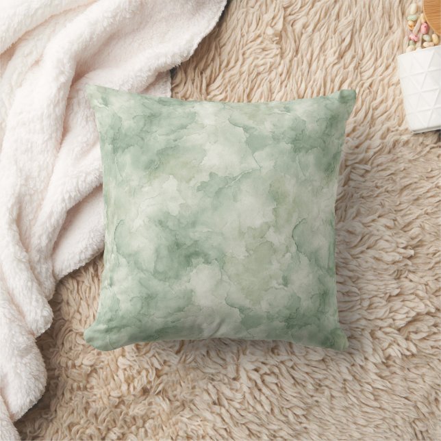 sage Green Watercolor Pattern  Cushion (Blanket)