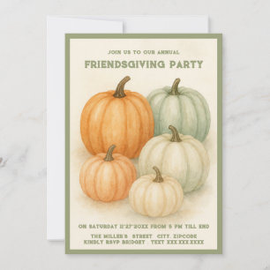 sage green watercolor pumpkin friendsgiving party