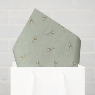 Sage Green Watercolor Rose Bud Tissue Paper