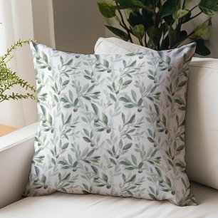 Sage Green Watercolor Rustic Olive Pattern Cushion