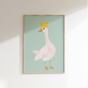 Sage Green Watercolor Silly Goose Nursery Poster