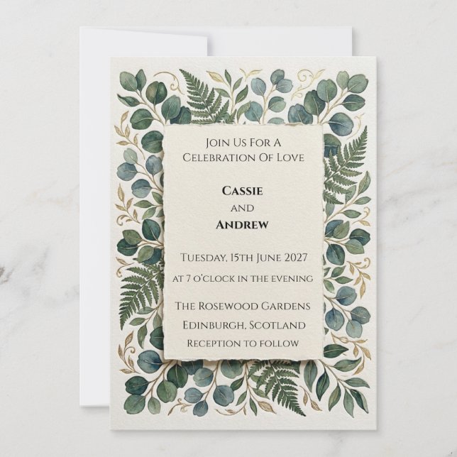 Sage Green Watercolor Wedding Invite (Front)