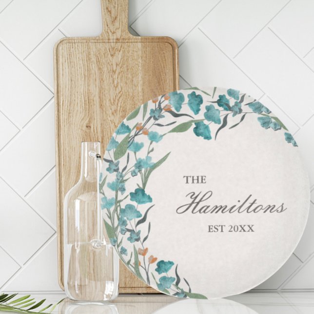 Sage Green Watercolor Wildflower Established Cutting Board (Creator Uploaded)
