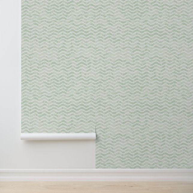 Sage Green Wavy Design Wallpaper (Application)