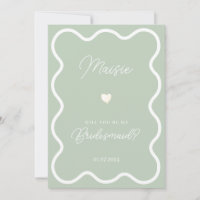 Sage green wavy will you be my bridesmaid proposal