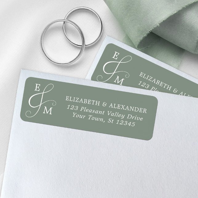 Sage Green Wedding Ampersand Return Address Label (Creator Uploaded)