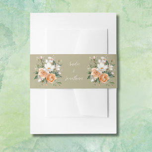 Sage Green Wedding Belly Band Invitation Belly Band