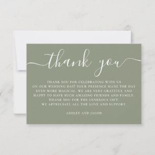 Sage Green Wedding Botanical Garden Vineyard Thank You Card