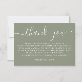 Sage Green Wedding | Botanical Garden Vineyard Thank You Card