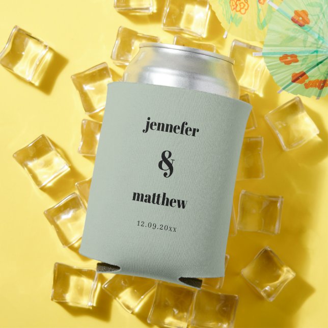 Sage Green Wedding Can Cooler (In Situ Summer)