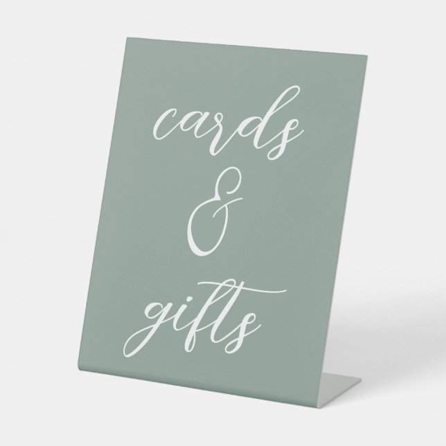 Sage Green Wedding Card and Gift Pedestal Sign (Front)