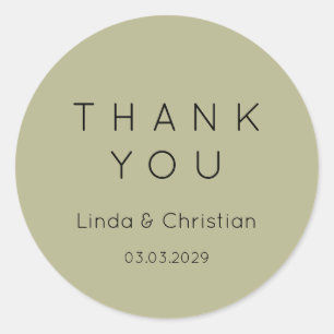 Sage Green Wedding Classic Round Sticker