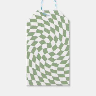 Sage Green Wedding Collection Check Chequered Gift Tags