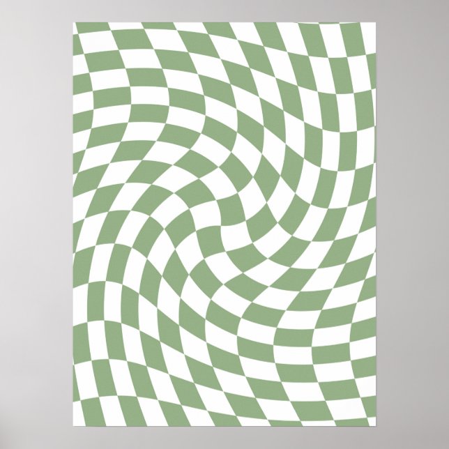Sage Green Wedding Collection Check Chequered  Poster (Front)