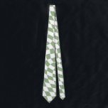 Sage Green Wedding Collection Check Chequered   Tie<br><div class="desc">Modern bohemian Sage Green colour theme bridal wedding party products. Evergreen retro trendy warped checks design,  warped chequered paper plates in beautiful elegant and chic Sage Green and white colour.</div>