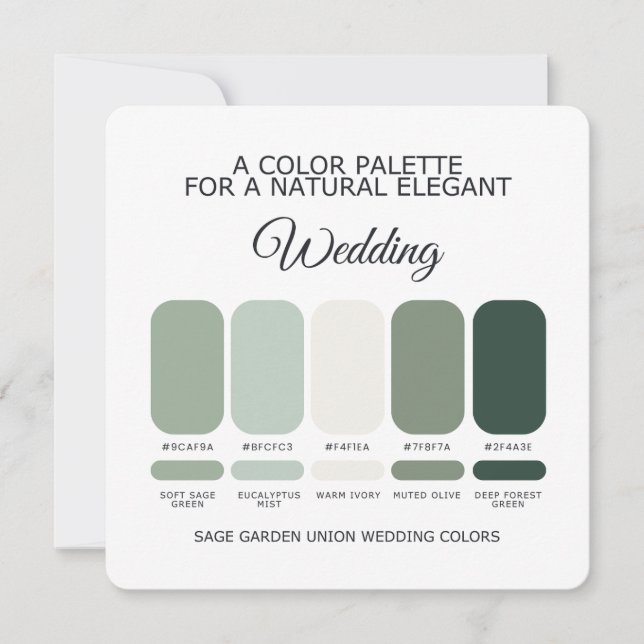 Sage Green Wedding Colour Palette Card (Front)