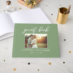 Sage Green Wedding Couple Photo Guest Book