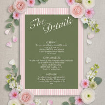 Sage Green Wedding Details Card