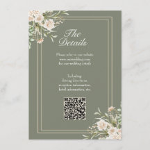 Sage Green Wedding Details Card – Elegant QR Code 