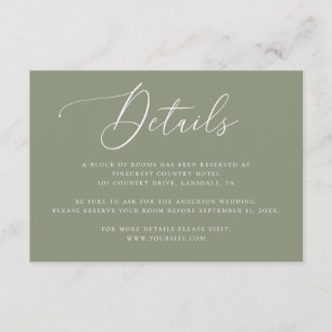 Sage Green Wedding Details Elegant Accommodation Enclosure Card