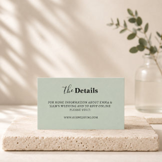 Sage Green Wedding Details Enclosure Cards