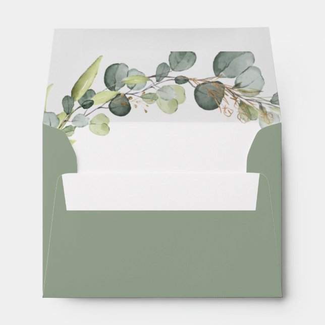 Sage Green Wedding Details Eucalyptus Greenery Envelope (Back (Bottom))