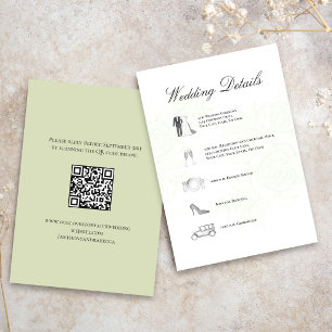 Sage Green Wedding Details QR Code Timeline Enclosure Card
