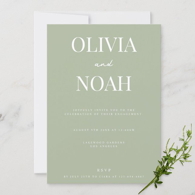 Sage Green Wedding Engagement Party Invitation (Creator Uploaded)