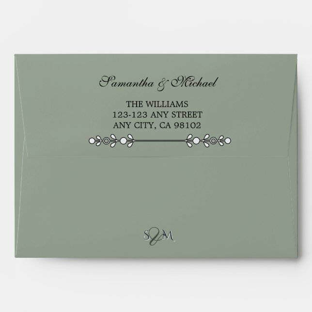 Sage Green Wedding Envelope  (Back (Top Flap))