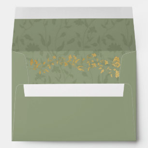 Sage Green Wedding Envelope with floral ornaments 