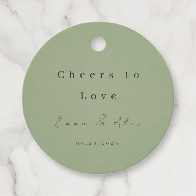 Sage Green Wedding Favour Tag (Front)