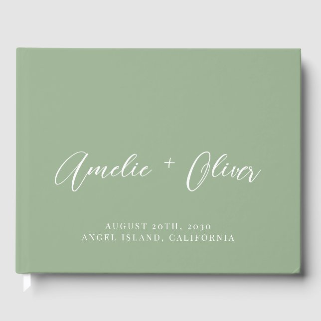 Sage Green Wedding Guest Book (Front)