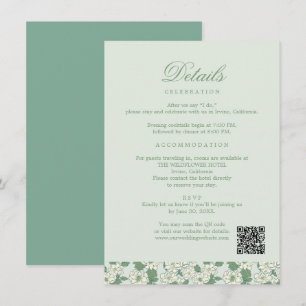 Sage Green Wedding Information Card