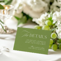 Sage Green Wedding Information Enclosure Card