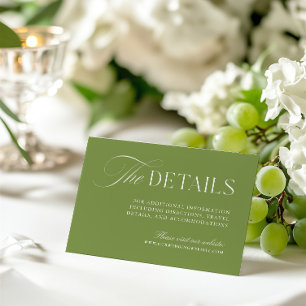 Sage Green Wedding Information Enclosure Card