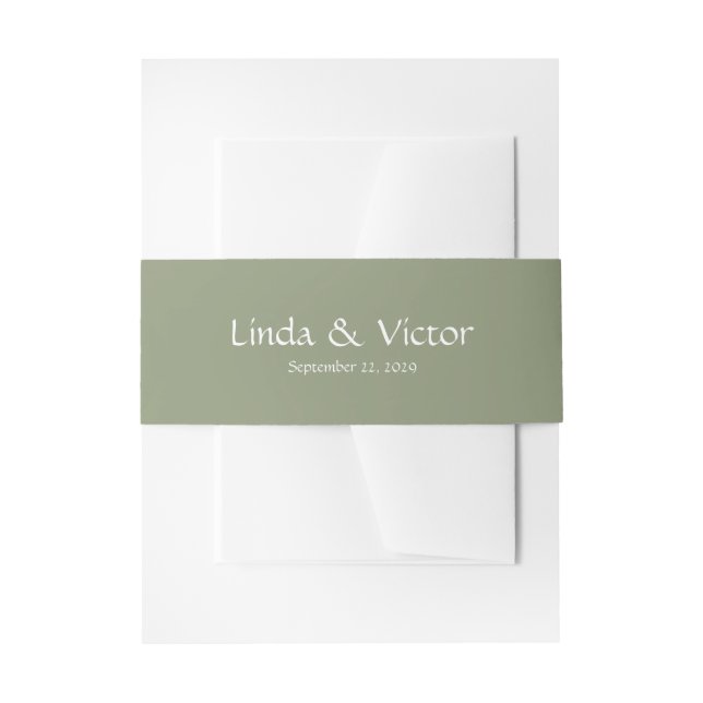 Sage Green wedding invitation belly band (Front Example)