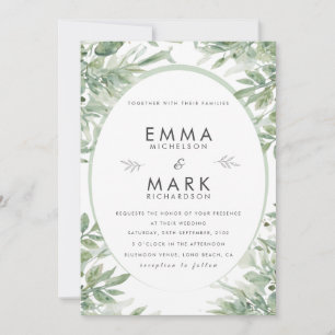 Sage Green Wedding Invitation Elegant Botanical