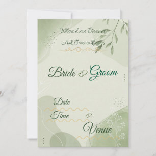 Sage Green Wedding Invitation, Elegant Botanical N Invitation