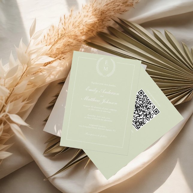Sage Green Wedding Invitation QR Code (Creator Uploaded)